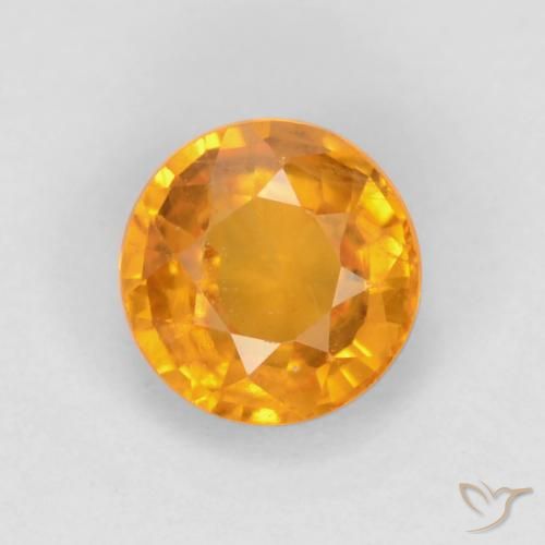 0.60ct Натуральный Темно-оранжево-золотой Сапфир, Круглый, Чистота VS