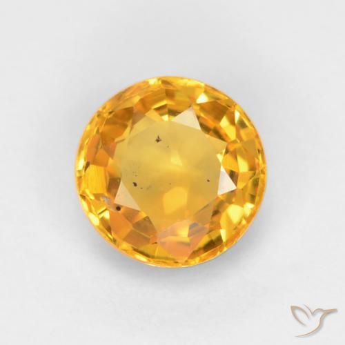 0.55ct Натуральный Темно-золотой апельсин Сапфир, Круглый, VS-SI