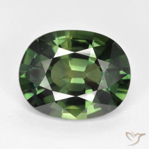 6.06ct Натуральный Землисто-зеленый Сапфир, Овал, Чистота VVS