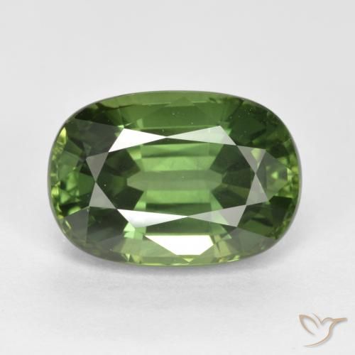 4.44ct Натуральный Теплый зеленый Сапфир, Овал, VVS-VS