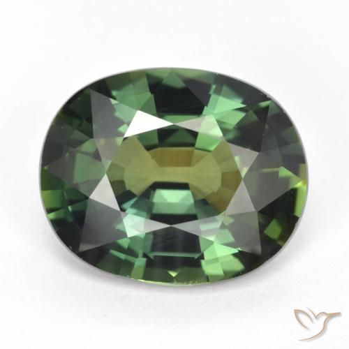 5.17ct Натуральный Коричневато-зеленый Сапфир, Овал, Чистота VVS