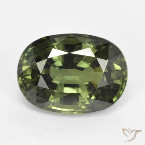 5.35ct Натуральный Темно-зеленый Сапфир, Овал, Чистота VVS