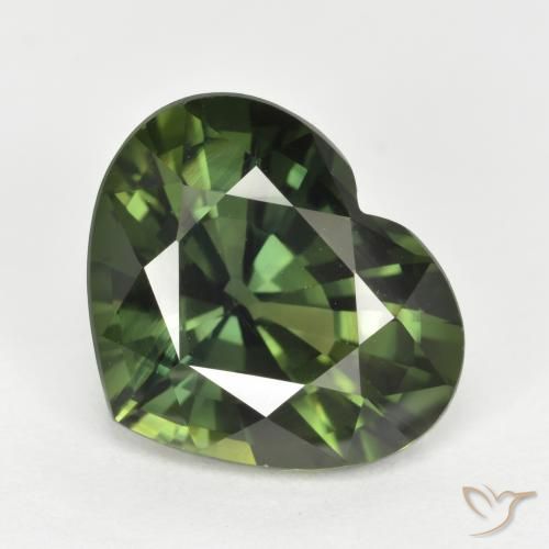 5.30ct Натуральный Темно-зеленый Сапфир, Сердце, Чистота VVS
