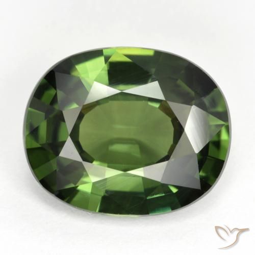 5.52ct Натуральный Землисто-зеленый Сапфир, Овал, VVS-VS