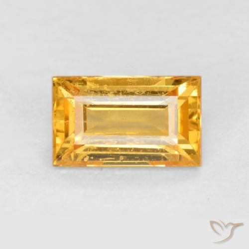 0.41ct Натуральный Золотисто-оранжевый Сапфир, Огранка Багет, VS-SI