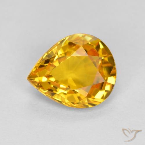 0.72ct Натуральный Золотисто-оранжевый Сапфир, Форма груши, VVS-VS