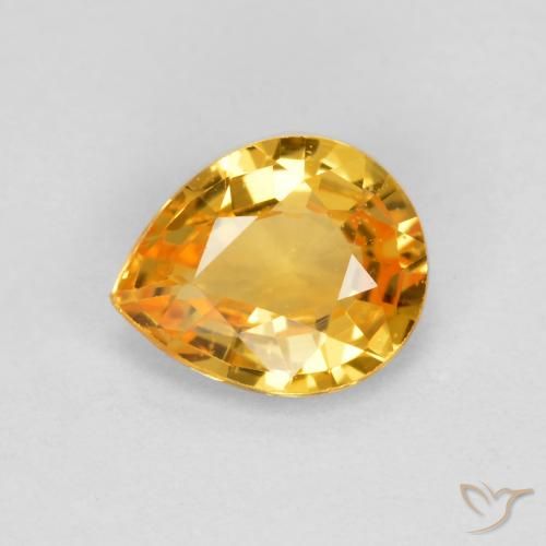 0.60ct Натуральный Глубокий оранжево-золотой Сапфир, Форма груши, VVS-VS