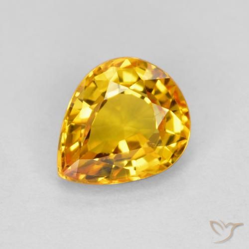 0.70ct Натуральный Яркое золото Сапфир, Форма груши, VVS-VS