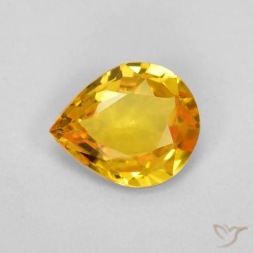 0.55ct Натуральный Золотисто-оранжевый Сапфир, Форма груши, VVS-VS