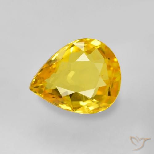 0.64ct Натуральный Средний золотой Сапфир, Форма груши, Чистота VS