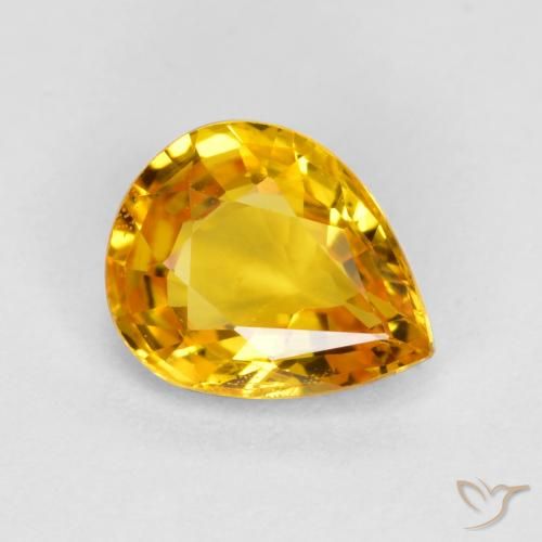 0.64ct Натуральный Яркое золото Сапфир, Форма груши, Чистота VS