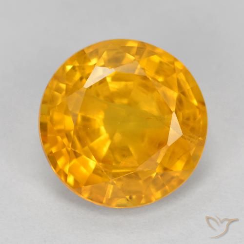 3.15ct Натуральный Оранжево-золотой Сапфир, Круглый, VS-SI