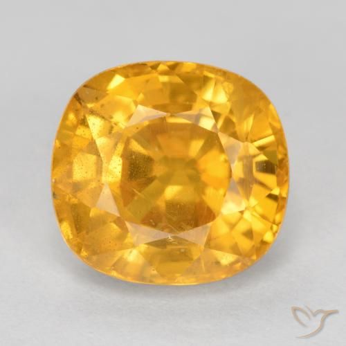 3.25ct Натуральный Темно-золотой Сапфир, Подушка, VS-SI