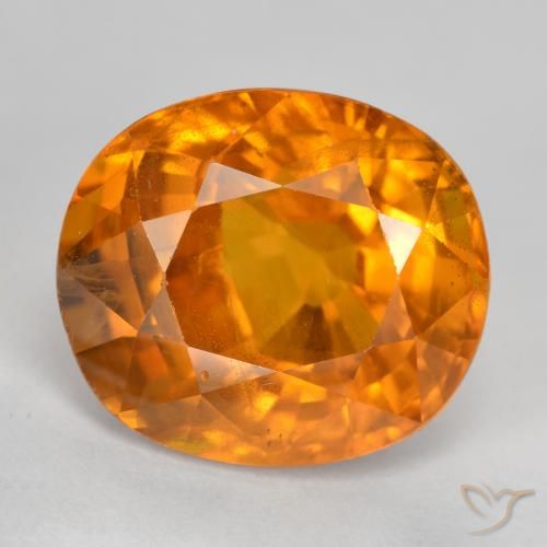 6.87ct Натуральный Янтарный Апельсин Сапфир, Овал, VS-SI