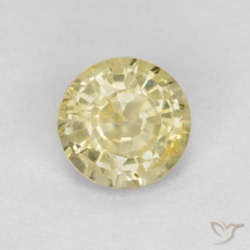 0.43ct Натуральный Светлая Лагуна Жёлтая Сапфир, Круглый, Чистота VS