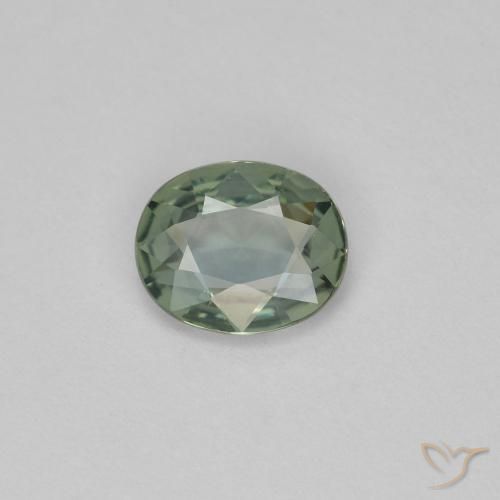 0.59ct Натуральный Зеленовато-серый Сапфир, Овал, VVS-VS