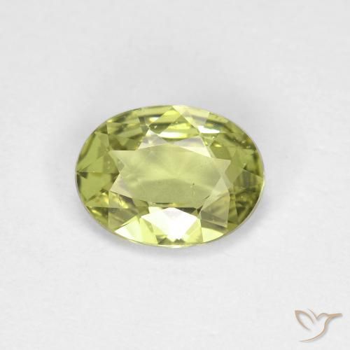 0.79ct Натуральный Желтовато-зеленый Сапфир, Овал, Чистота VS