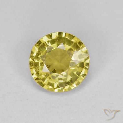 0.42ct Натуральный Средний желтый Сапфир, Круглый, Чистота VS