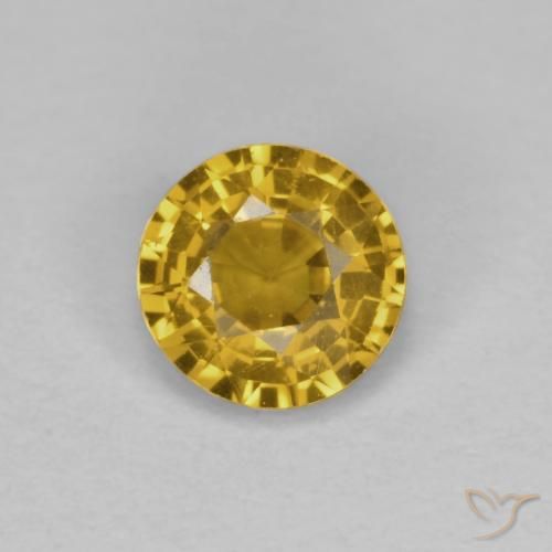 0.42ct Натуральный Темно-золотой апельсин Сапфир, Круглый, VVS-VS