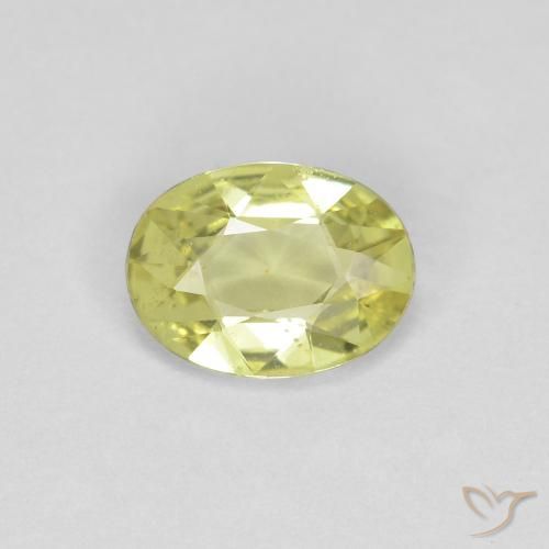 0.66ct Натуральный Светло-зеленовато-желтый Сапфир, Овал, Чистота VS