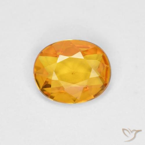0.58ct Натуральный Темно-оранжево-золотой Сапфир, Овал, VVS-VS