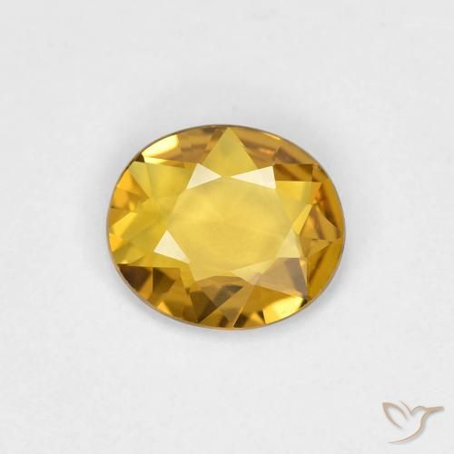 0.53ct Натуральный Золотой Сапфир, Овал, Чистота VVS