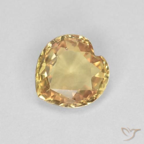 0.43ct Натуральный Золотой Сапфир, Сердце, Чистота VVS