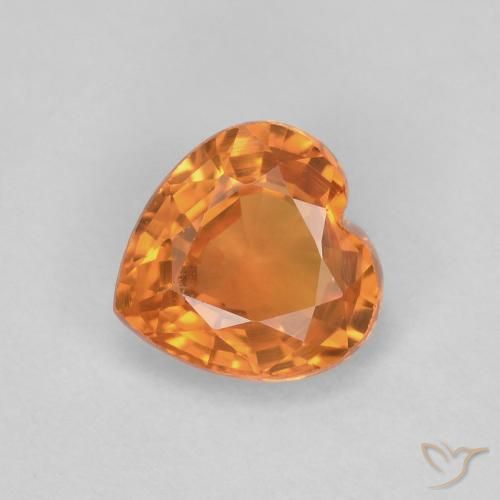 0.48ct Натуральный Ярко-оранжевый Сапфир, Сердце, Чистота VVS