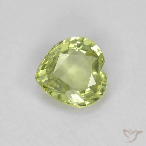 0.40ct Натуральный Желто-зеленый Сапфир, Сердце, Чистота VS