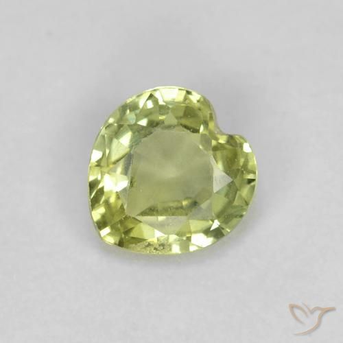 0.39ct Натуральный Бледно-салатовый Сапфир, Сердце, Чистота VS