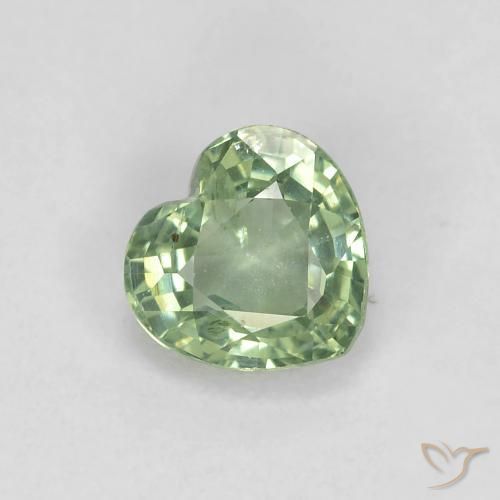 0.48ct Натуральный Светло-зеленый шалфей Сапфир, Сердце, Чистота VS
