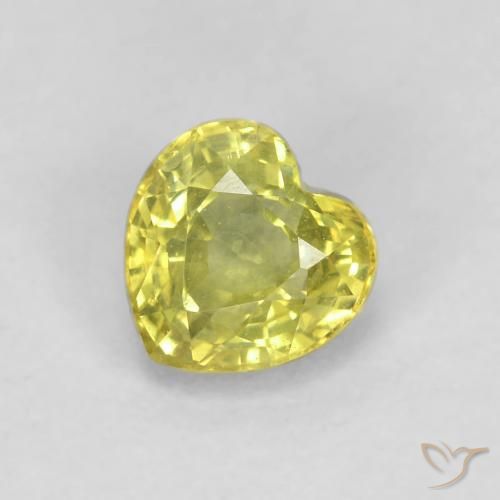 0.57ct Натуральный Средний желтый Сапфир, Сердце, Чистота VS