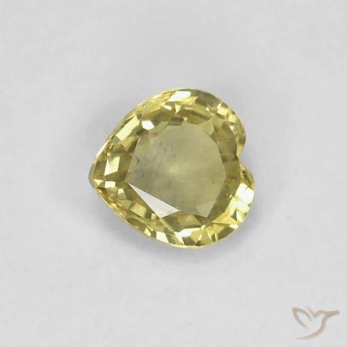 0.42ct Натуральный Светло-желтый ананас Сапфир, Сердце, Чистота VVS