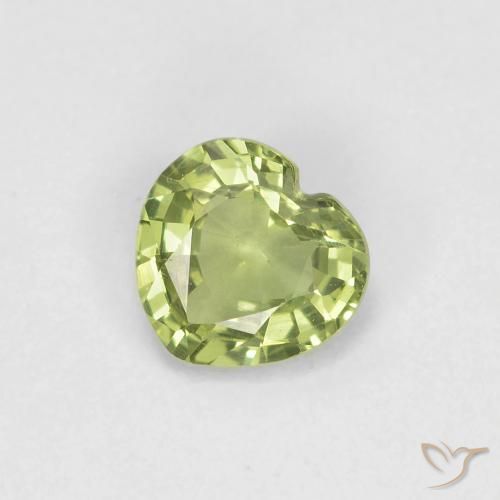 0.39ct Натуральный Теплый зеленый Сапфир, Сердце, VVS-VS
