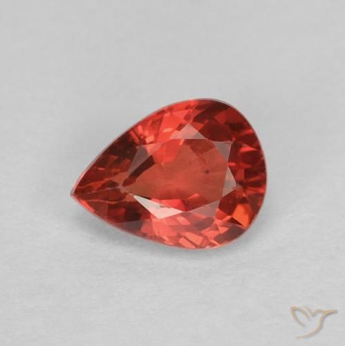 0.38ct Натуральный Интенсивный красный Сапфир, Форма груши, VVS-VS
