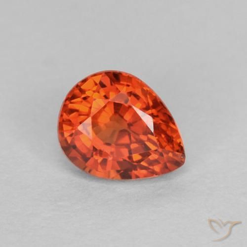 0.43ct Натуральный Теплый апельсин Сапфир, Форма груши, VVS-VS
