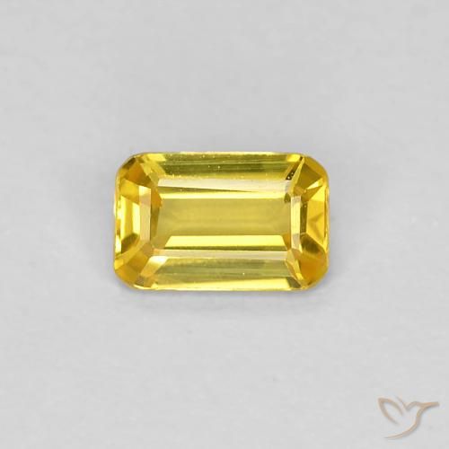 0.34ct Натуральный Желтоватое золото Сапфир, Изумрудная огранка, VVS-VS