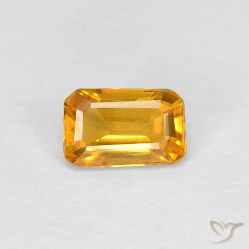 0.39ct Натуральный Темно-золотой апельсин Сапфир, Изумрудная огранка, Чистота VVS