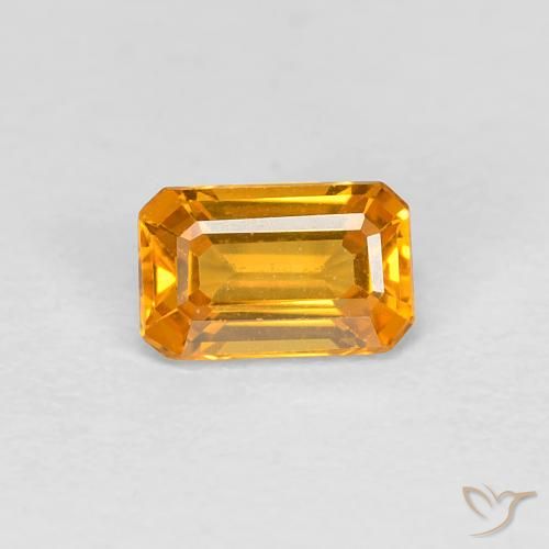 0.38ct Натуральный Средний оранжево-золотой Сапфир, Изумрудная огранка, Чистота VVS