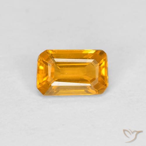 0.38ct Натуральный Средний оранжево-золотой Сапфир, Изумрудная огранка, Чистота VVS