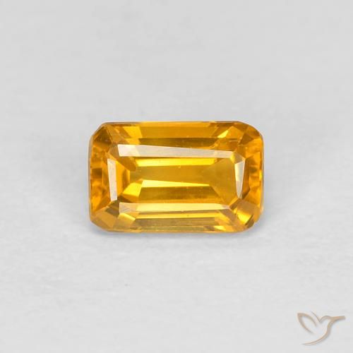 0.42ct Натуральный Оранжево-золотой Сапфир, Изумрудная огранка, Чистота VVS