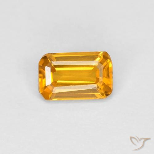 0.36ct Натуральный Средний оранжево-золотой Сапфир, Изумрудная огранка, Чистота VVS