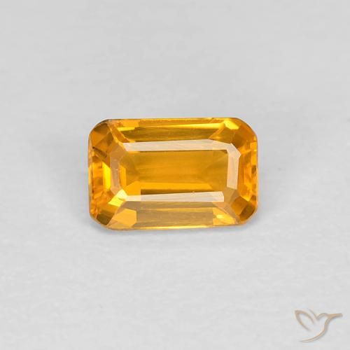 0.38ct Натуральный Темно-золотой апельсин Сапфир, Изумрудная огранка, Чистота VVS