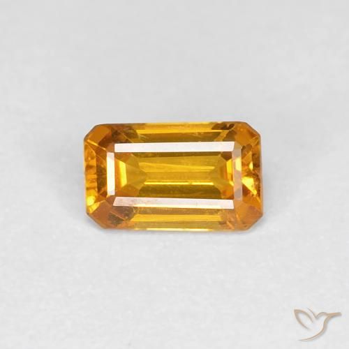 0.44ct Натуральный Средний оранжево-золотой Сапфир, Изумрудная огранка, VVS-VS