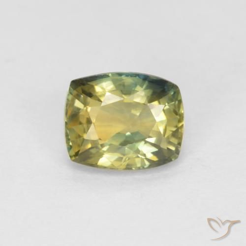 0.99ct Натуральный Зеленовато-желтый Сапфир, Подушка, VVS-VS