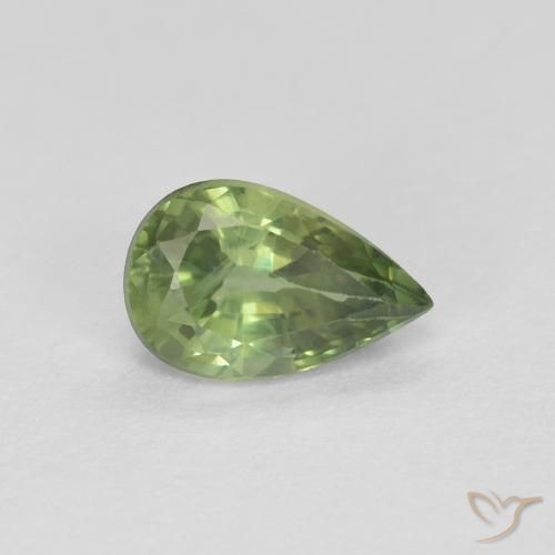 0.64ct Натуральный Травянисто-зелёный Сапфир, Форма груши, Чистота VS