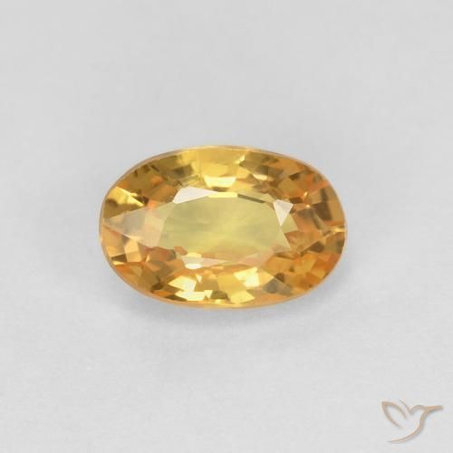 0.70ct Натуральный Темно-золотой апельсин Сапфир, Овал, Чистота VS
