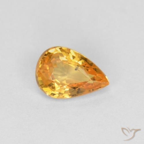 0.50ct Натуральный Темно-оранжево-золотой Сапфир, Форма груши, VVS-VS