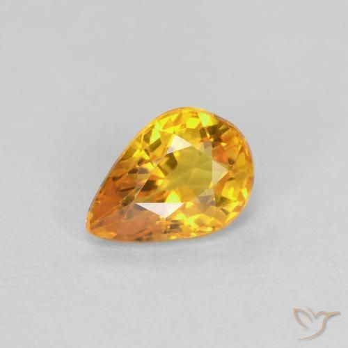 0.60ct Натуральный Оранжево-золотой Сапфир, Форма груши, VVS-VS