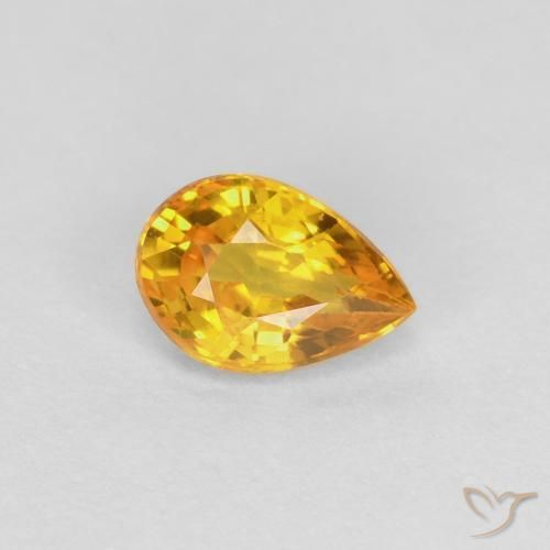 0.53ct Натуральный Золотой Сапфир, Форма груши, VVS-VS